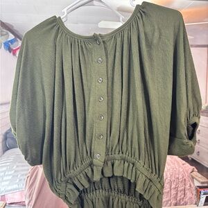 Elegant Olive Green Women's Blouse